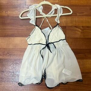 Elegant Cream and Black Women's Babydoll shirt